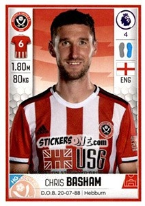 Figurina Chris Basham - Premier League Inglese 2019-2020 - Panini