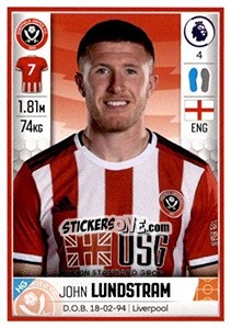 Figurina John Lundstram - Premier League Inglese 2019-2020 - Panini