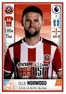 Sticker Oliver Norwood - Premier League Inglese 2019-2020 n. 477 - Panini