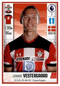 Sticker Jannik Vestergaard - Premier League Inglese 2019-2020 n. 497 - Panini