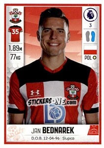 Sticker Jan Bednarek - Premier League Inglese 2019-2020 n. 500 - Panini