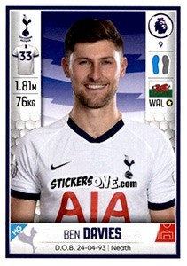 Cromo Ben Davies - Premier League Inglese 2019-2020 - Panini