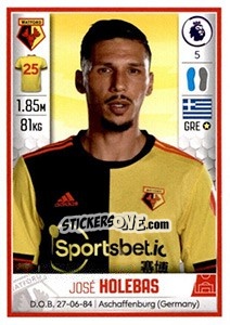 Sticker José Holebas - Premier League Inglese 2019-2020 n. 558 - Panini