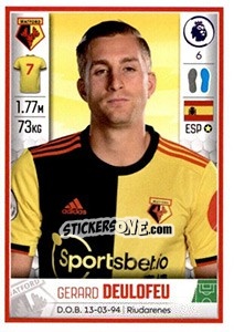 Sticker Gerard Deulofeu - Premier League Inglese 2019-2020 - Panini