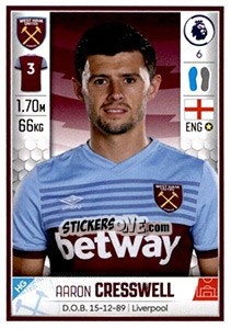 Sticker Aaron Cresswell - Premier League Inglese 2019-2020 - Panini