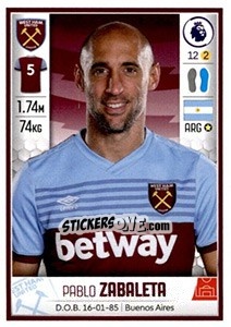 Sticker Pablo Zabaleta - Premier League Inglese 2019-2020 n. 585 - Panini