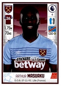 Sticker Arthur Masuaku - Premier League Inglese 2019-2020 n. 589 - Panini