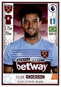 Sticker Felipe Anderson - Premier League Inglese 2019-2020 n. 590 - Panini