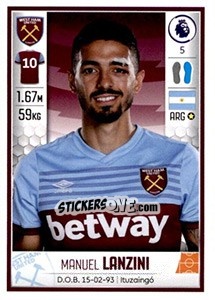 Sticker Manuel Lanzini - Premier League Inglese 2019-2020 n. 591 - Panini