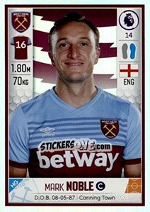 Sticker Mark Noble - Premier League Inglese 2019-2020 n. 594 - Panini