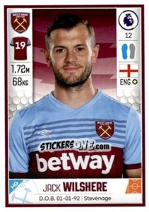Sticker Jack Wilshere - Premier League Inglese 2019-2020 n. 596 - Panini