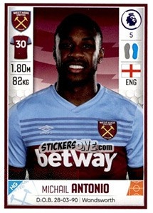 Figurina Michail Antonio - Premier League Inglese 2019-2020 - Panini