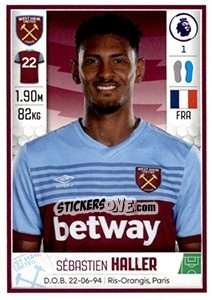 Sticker Sébastien Haller - Premier League Inglese 2019-2020 - Panini