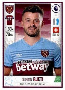 Sticker Albian Ajeti - Premier League Inglese 2019-2020 n. 601 - Panini