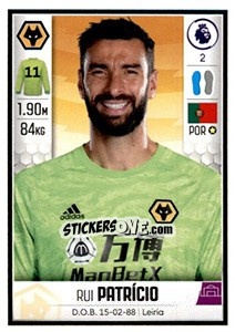 Sticker Rui Patrício - Premier League Inglese 2019-2020 n. 609 - Panini