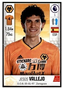 Sticker Jesús Vallejo - Premier League Inglese 2019-2020 n. 612 - Panini