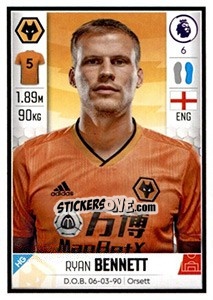Sticker Ryan Bennett - Premier League Inglese 2019-2020 n. 613 - Panini
