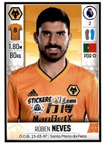 Sticker Rúben Neves - Premier League Inglese 2019-2020 n. 620 - Panini