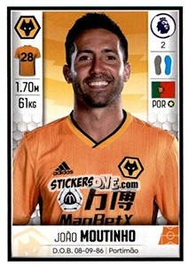 Sticker João Moutinho - Premier League Inglese 2019-2020 n. 625 - Panini