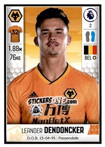 Sticker Leander Dendoncker - Premier League Inglese 2019-2020 n. 626 - Panini