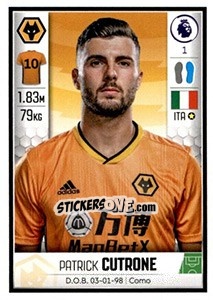 Cromo Patrick Cutrone - Premier League Inglese 2019-2020 - Panini