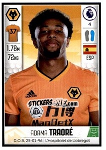 Sticker Adama Traoré - Premier League Inglese 2019-2020 - Panini