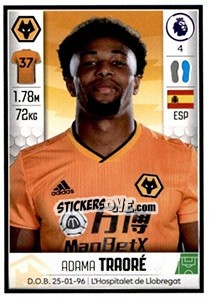 Figurina Adama Traoré - Premier League Inglese 2019-2020 - Panini