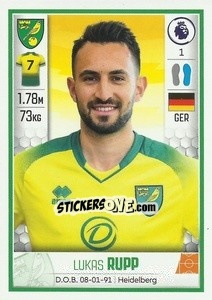 Figurina Lukas Rupp - Premier League Inglese 2019-2020 - Panini