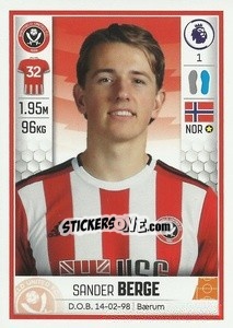 Sticker Sander Berge - Premier League Inglese 2019-2020 - Panini