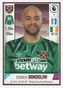 Sticker Darren Randolph - Premier League Inglese 2019-2020 n. U42 - Panini