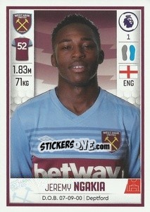 Sticker Jeremy Ngakia - Premier League Inglese 2019-2020 n. U43 - Panini