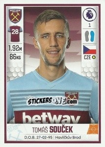 Sticker Tomáš Soucek - Premier League Inglese 2019-2020 n. U44 - Panini