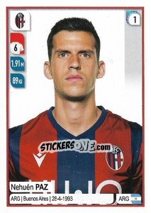 Sticker Nehuén Paz - Calciatori 2019-2020 n. 43 - Panini