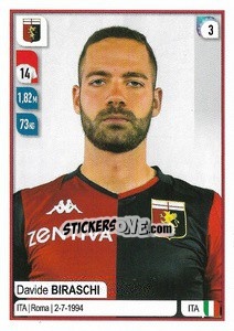 Sticker Davide Biraschi - Calciatori 2019-2020 - Panini