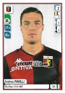 Figurina Andrea Favilli - Calciatori 2019-2020 - Panini