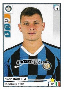 Sticker Nicolò Barella - Calciatori 2019-2020 n. 222 - Panini