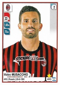 Sticker Mateo Musacchio - Calciatori 2019-2020 - Panini