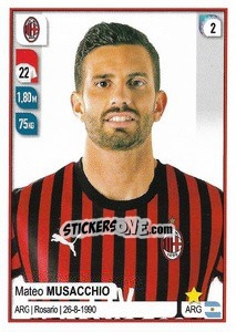 Figurina Mateo Musacchio - Calciatori 2019-2020 - Panini