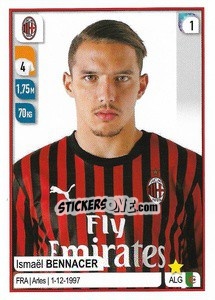 Sticker Ismaël Bennacer - Calciatori 2019-2020 n. 337 - Panini