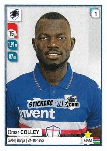 Sticker Omar Colley - Calciatori 2019-2020 n. 441 - Panini