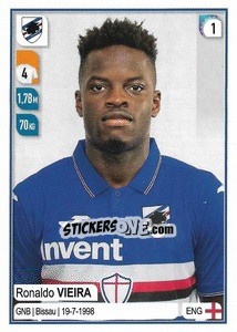 Sticker Ronaldo Vieira - Calciatori 2019-2020 n. 450 - Panini