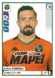 Figurina Andrea Consigli - Calciatori 2019-2020 - Panini