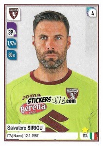 Cromo Salvatore Sirigu - Calciatori 2019-2020 - Panini