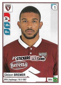 Sticker Gleison Bremer - Calciatori 2019-2020 n. 535 - Panini