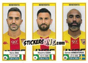 Sticker Marco Sau / Massimo Coda / Samuel Armenteros - Calciatori 2019-2020 n. 611 - Panini