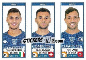 Cromo Filippo Bandinelli / Nedim Bajrami / Karim Laribi - Calciatori 2019-2020 - Panini