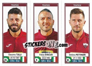 Sticker Giacomo Tulli / Felice Evacuo / Stefano Pettinari - Calciatori 2019-2020 - Panini