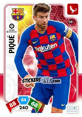 Sticker Piqué - Liga Santander 2019-2020. Adrenalyn XL n. 58 - Panini