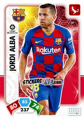 Sticker Jordi Alba - Liga Santander 2019-2020. Adrenalyn XL n. 61 - Panini