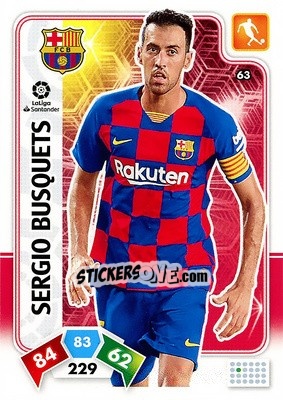 Sticker Sergio Busquets - Liga Santander 2019-2020. Adrenalyn XL n. 63 - Panini